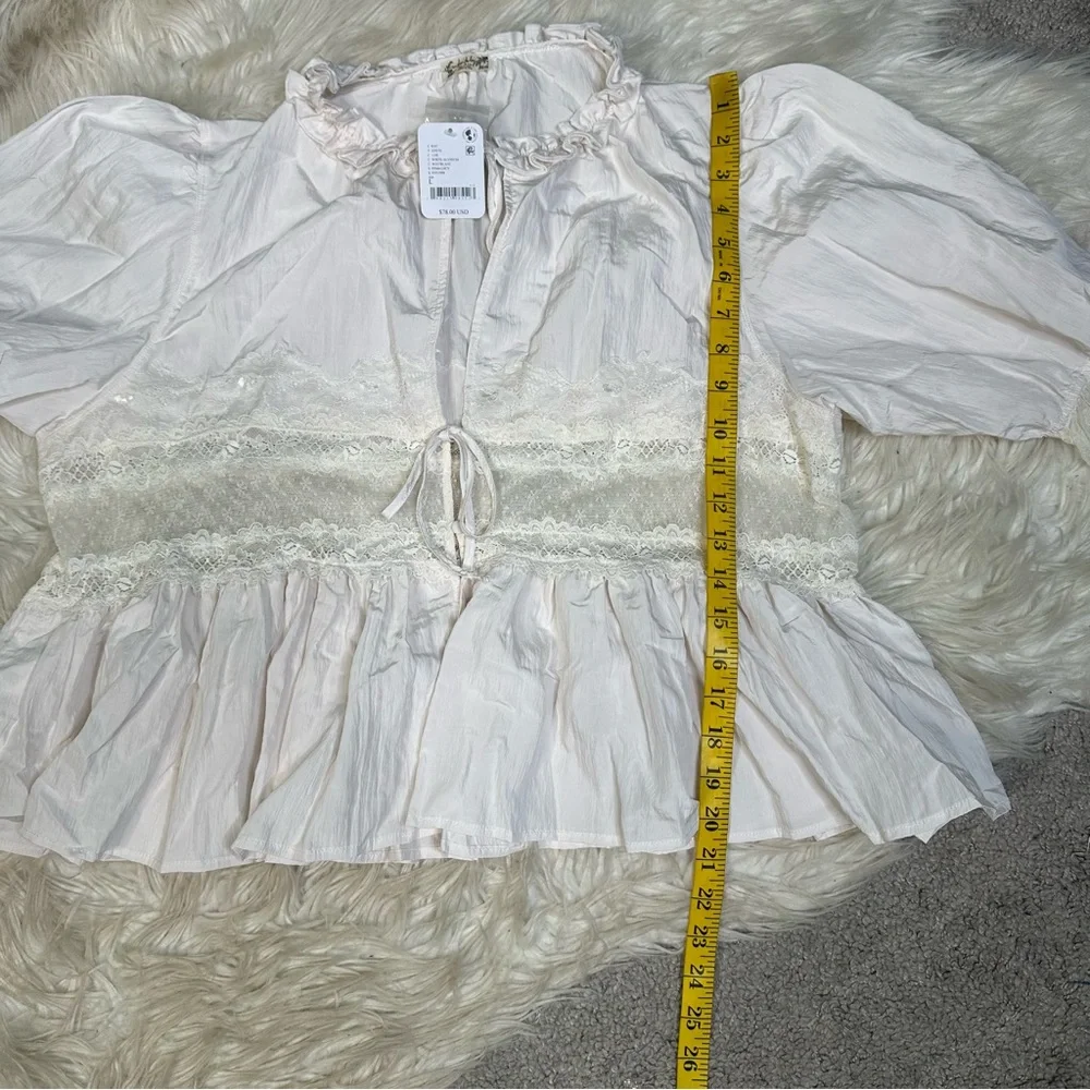 NWT FREE PEOPLE Forever Young Bed Jacket White INTIMATELY TOP LACE IVORY SIZE - Picture 10 of 10
